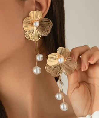 ALI EXPRESS - Boucles d’Oreilles Fleur & Perle