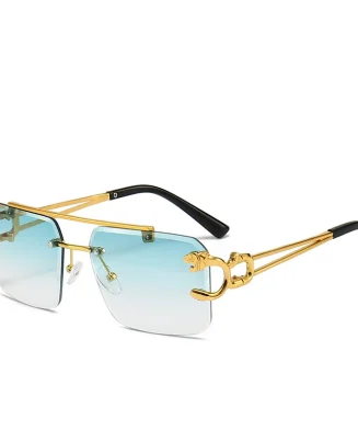 ALI EXPRESS - Lunettes de Soleil Carrées Sans Monture – Unisexe Rétro Luxe - Gradient Green