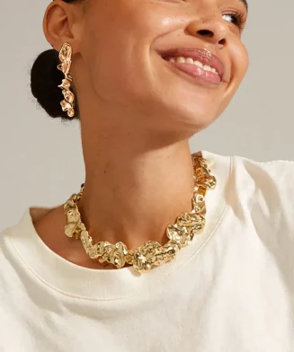 ALI EXPRESS - Collier ras-du-cou en métal liquide irrégulier
