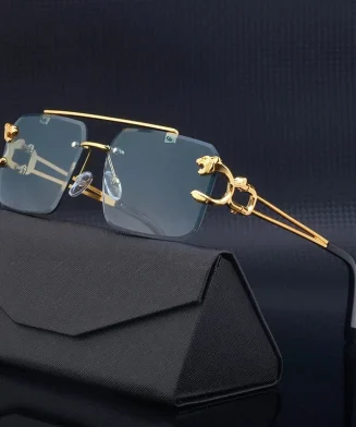 ALI EXPRESS - Lunettes de Soleil Carrées Sans Monture – Unisexe Rétro Luxe