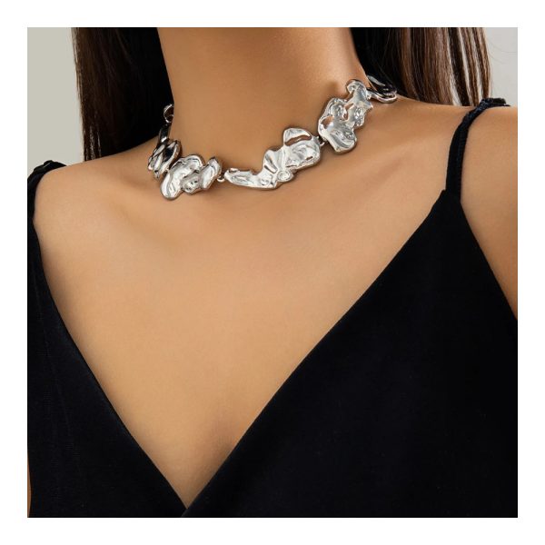 ALI EXPRESS – Collier ras-du-cou en métal liquide irrégulier 4