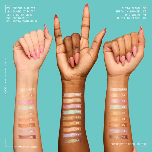 NYX-Professional-Makeup-BUTTERMELT-HIGHLIGHTER-Swatch-Ashley-Cailey-Kayla