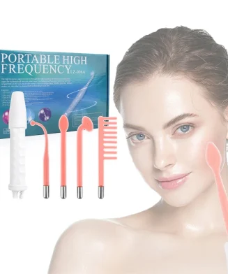 Appareil facial galvanique haute fréquence 4-en-1 – Soin anti-acné, stimulation de la pousse des cheveux et soins de la peau avec tubes en verre