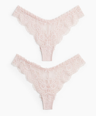 H&M - Lot de 2 culottes Brazilian en dentelle - Rose clair