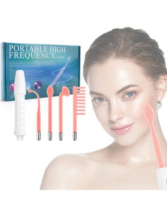 Appareil facial galvanique haute fréquence 4-en-1 – Soin anti-acné, stimulation de la pousse des cheveux et soins de la peau avec tubes en verre