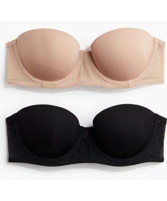 H&M - Lot de 2 soutiens-gorge balconnet en microfibre