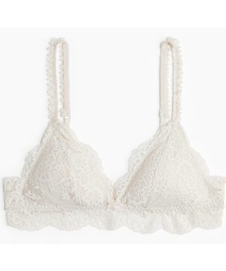 H&M - Soutien-gorge souple et paddé en dentelle - Beige pâle