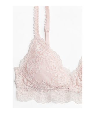 H&M – Soutien-gorge souple et paddé en dentelle – Rose clair 2