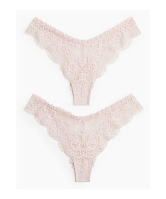 H&M - Lot de 2 culottes Brazilian en dentelle - Rose clair