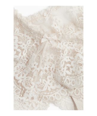 H&M – Lot de 2 culottes Brazilian en dentelle – Beige pâle 2