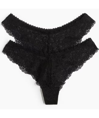 H&M - Lot de 2 culottes Brazilian en dentelle - Noir