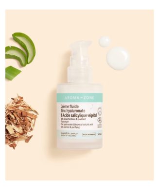 AROMA-ZONE - Crème fluide Zinc hyaluronate & Acide salicylique végétal - 50ml