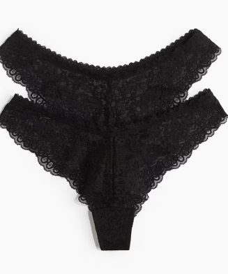 H&M - Lot de 2 culottes Brazilian en dentelle - Noir