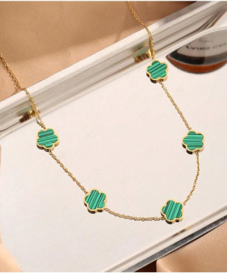 SHEIN - Collier trèfle en acier inoxydable – Design élégant & intemporel - Vert