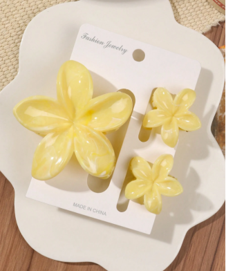SHEIN - Lot de 3 pinces à cheveux fleurs acryliques