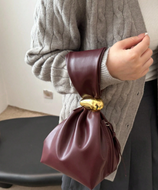 SHEIN - Sac seau en simili cuir – Élégant & tendance - Bordeaux