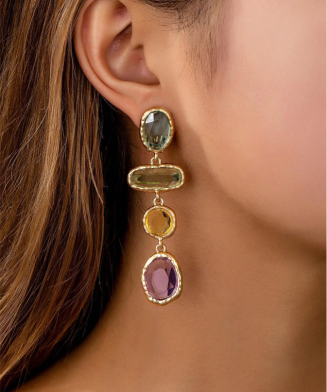 SHEIN - Boucles d’oreilles longues géométriques – Style minimaliste multicolore