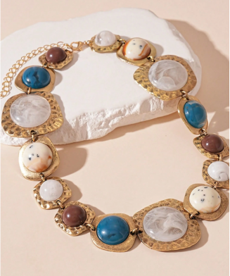 SHEIN - Collier vintage en résine – Design géométrique asymétrique