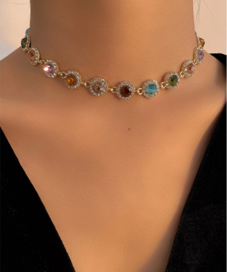 SHEIN - Choker strass Andkiss – Collier ras-du-cou scintillant