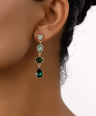 SHEIN - Boucles d’oreilles incrustées de strass – Vert