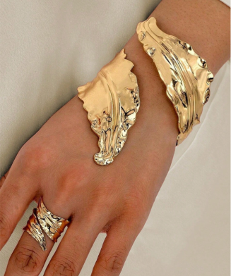 SHEIN - Set bohème bracelet manchette & bague – Doré