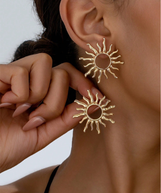 SHEIN - Boucles d’oreilles puces tournesol – Doré