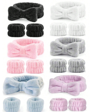 SHEIN - Set spa 3 pcs – 1 bandeau + 2 poignets pour soins visage