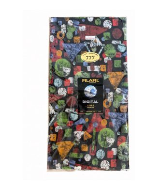 Filafil Switzerland – Tissu de luxe Motifs géométriques multicolores sur fond noir