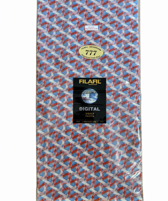 Filafil Switzerland – Tissu de Luxe Motif géométrique bleu & rouge