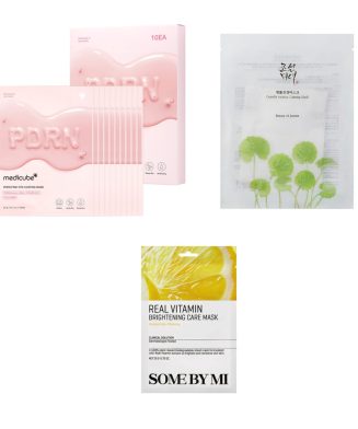 Pack Éclat K-beauty – 3 masques (MEDICUBE PDRN Pink Vita + Beauty of Joseon Centella + Some By Mi Vitamin)