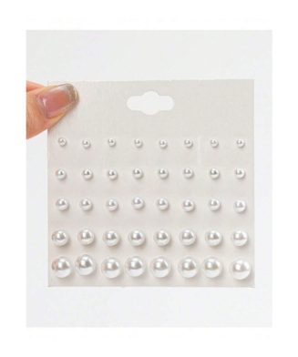 SHEIN - Set de 20 paires de boucles d’oreilles puces perles blanches