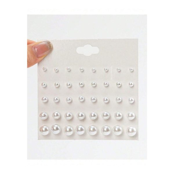 SHEIN – Set de 20 paires de boucles d’oreilles puces perles blanches