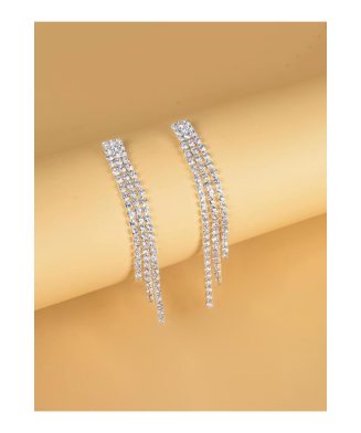 SHEIN - Boucles d’oreilles à franges strass – clous mi-longs
