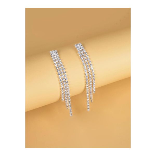 SHEIN – Boucles d’oreilles à franges strass – clous mi-longs