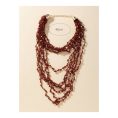 SHEIN – Collier tricoté à la main multicouche rouge, noué 3