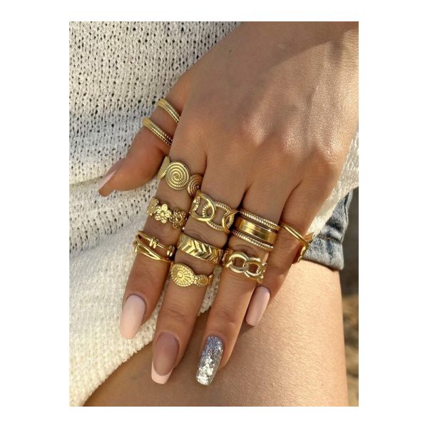 SHEIN – Set de 10 bagues rondes réglables en acier inoxydable plaqué or 18K 2 SHEIN – Set de 10 bagues rondes réglables en acier inoxydable plaqué or 18K 2