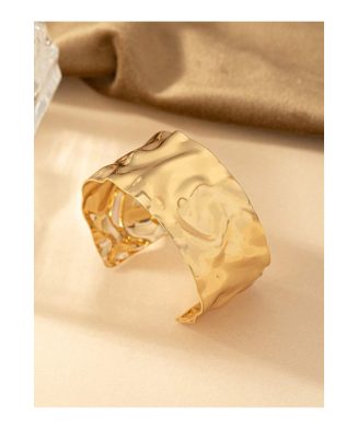 SHEIN - Bracelet large en métal liquide argenté – effet vagues