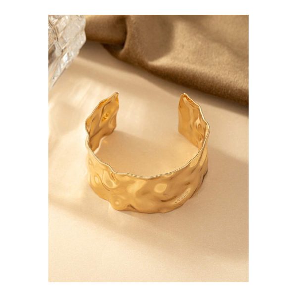 SHEIN – Bracelet large en métal liquide argenté – effet vagues 2