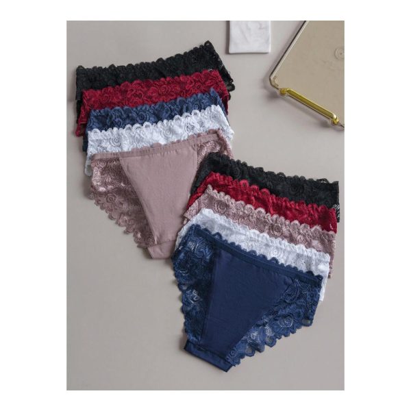 SHEIN – Lot de 10 culottes en dentelle de couleur unie 3