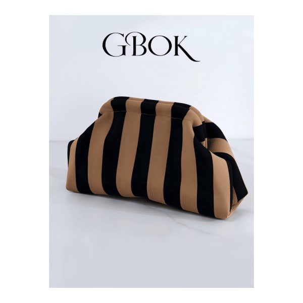 SHEIN – Sac pochette rétro vintage – blocs de couleurs rayés