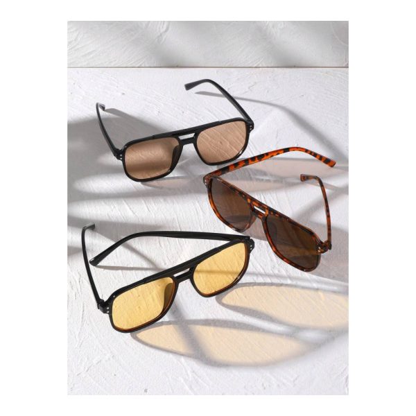 SHEIN – Set de 3 paires de lunettes de mode – double pont et rivets carrés 2
