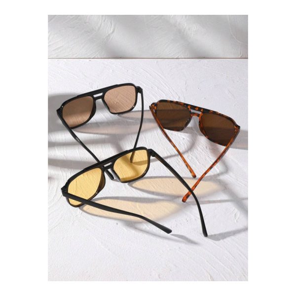 SHEIN – Set de 3 paires de lunettes de mode – double pont et rivets carrés 3