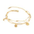 SHEIN – Bracelet en acier inoxydable à double chaîne