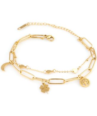 SHEIN - Bracelet en acier inoxydable à double chaîne