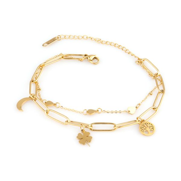 SHEIN – Bracelet en acier inoxydable à double chaîne SHEIN – Bracelet en acier inoxydable à double chaîne