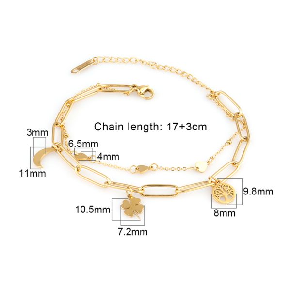 SHEIN – Bracelet en acier inoxydable à double chaîne 2 SHEIN – Bracelet en acier inoxydable à double chaîne 2