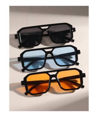 SHEIN - Lot de 3 paires de lunettes rétro carrées à double pont