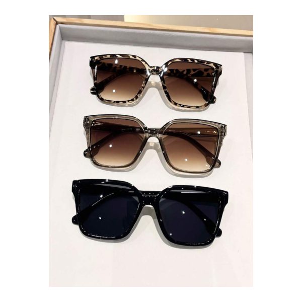 SHEIN – Lot de 3 lunettes de mode oversize – noires et léopard 2
