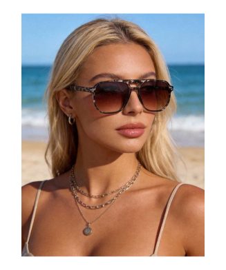 SHEIN - Lunettes aviateur à monture complète colorée – imprimé léopard