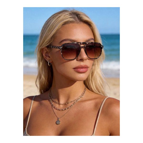 SHEIN – Lunettes aviateur à monture complète colorée – imprimé léopard